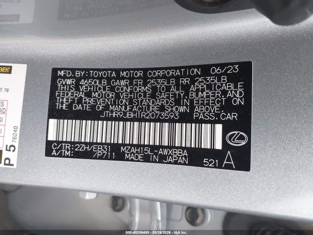 2024 Lexus Ux 250h F Sport Handling მანქანა იყიდება აუქციონზე, vin: JTHR9JBH1R2073593, აუქციონის ნომერი: 45206469