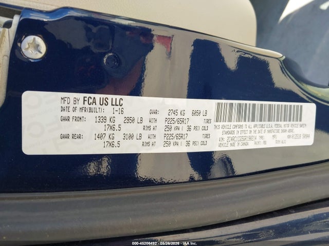 Продаж на аукціоні авто 2016 Chrysler Town & Country Touring-l Anniversary Edition, vin: 2C4RC1CG5GR190214, номер лоту: 45206492