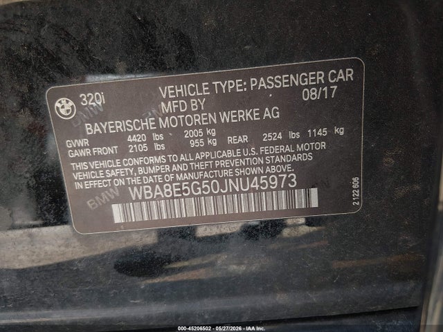 Продаж на аукціоні авто 2018 Bmw 320i Xdrive, vin: WBA8E5G50JNU45973, номер лоту: 45206502