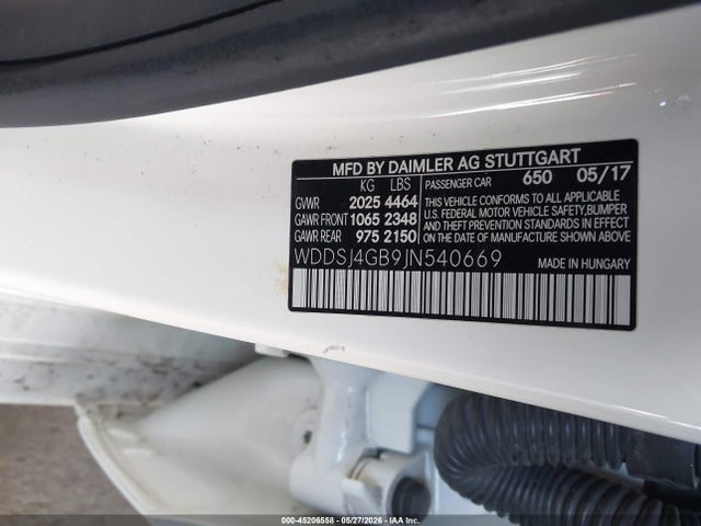Aukcja sprzedaży 2018 Mercedes-benz Cla 250 4matic, vin: WDDSJ4GB9JN540669, numer aukcji: 45206558