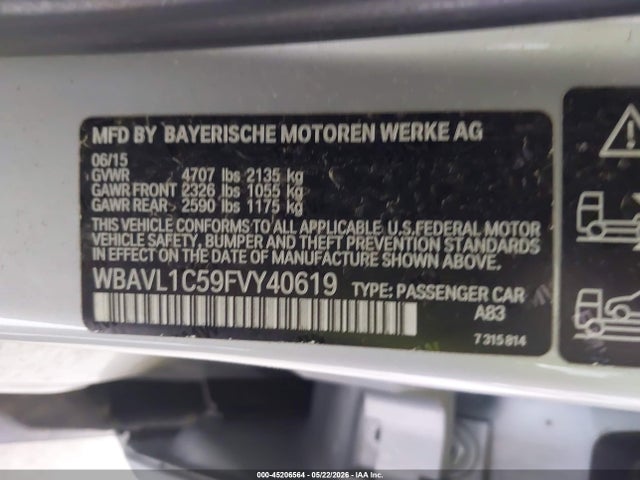 Продаж на аукціоні авто 2015 Bmw X1 Xdrive28i, vin: WBAVL1C59FVY40619, номер лоту: 45206564