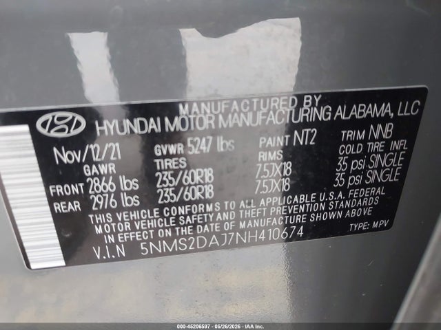 Hyundai Santa Fe Sel 2022 5NMS2DAJ7NH410674 Image 9