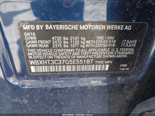 2016 Bmw X1 Xdrive28i მანქანა იყიდება აუქციონზე, vin: WBXHT3C37G5E55187, აუქციონის ნომერი: 45206699