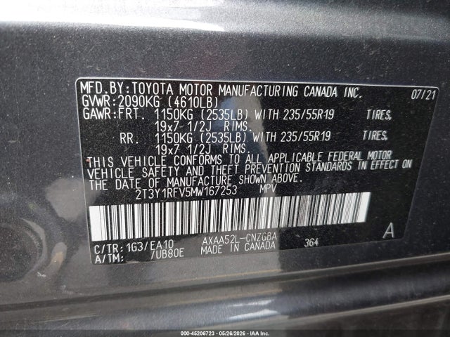 Toyota Rav4 Limited 2021 2T3Y1RFV5MW167253 Image 9
