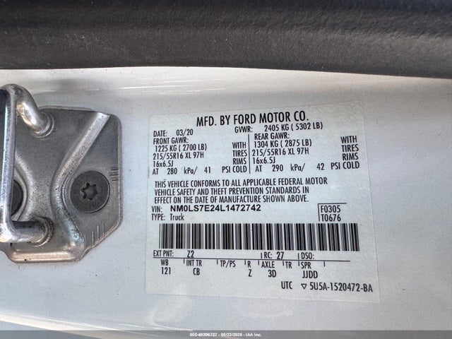 Продажа на аукционе авто 2020 Ford Transit Connect Xl, vin: NM0LS7E24L1472742, номер лота: 45206727