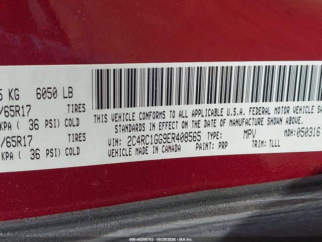 Продажа на аукционе авто 2014 Chrysler Town & Country Limited, vin: 2C4RC1GG9ER408565, номер лота: 45206783