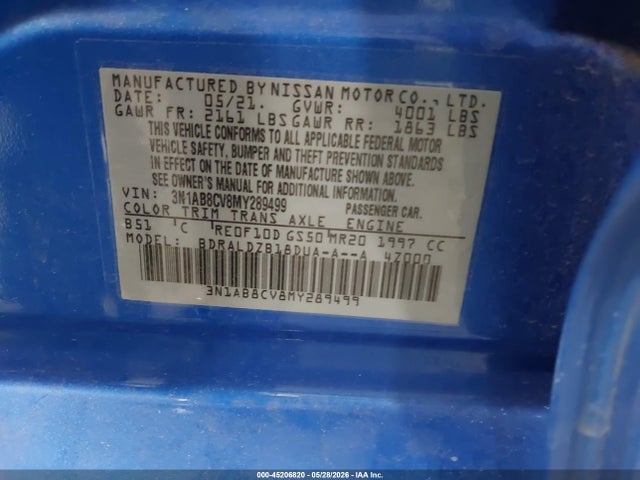 Aukcja sprzedaży 2021 Nissan Sentra Sv Xtronic Cvt, vin: 3N1AB8CV8MY289499, numer aukcji: 45206820