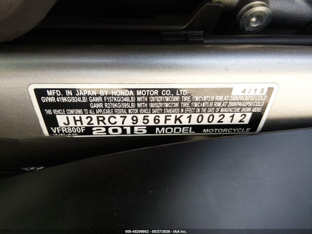 Honda Vfr800 F 2015 JH2RC7956FK100212 Image 10