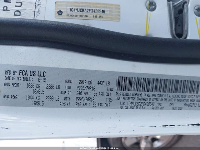 Jeep Compass Sport 2015 1C4NJCBA2FD438546 Image 9