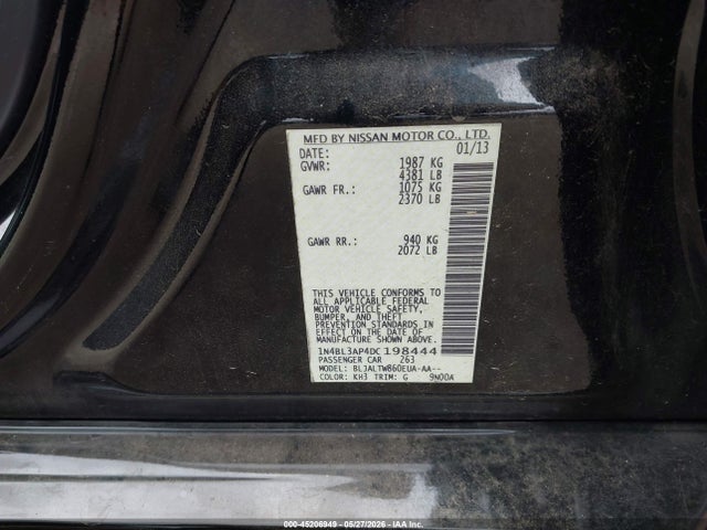 Продаж на аукціоні авто 2013 Nissan Altima 3.5 Sv, vin: 1N4BL3AP4DC198444, номер лоту: 45206949