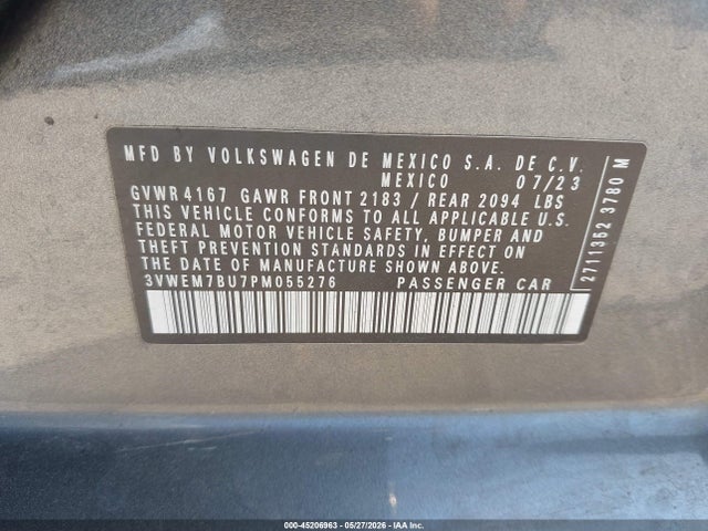 Продаж на аукціоні авто 2023 Volkswagen Jetta 1.5t Se, vin: 3VWEM7BU7PM055276, номер лоту: 45206963