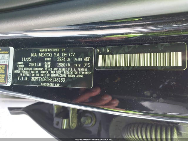 2025 Kia K4 Lxs მანქანა იყიდება აუქციონზე, vin: 3KPFT4DE5SE246163, აუქციონის ნომერი: 45206989