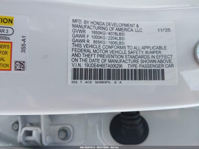 45207014 :رقم المزاد ، 19UDE4H65TA006296 vin ، 2026 Acura Integra Fwd A-spec With Technology مزاد بيع