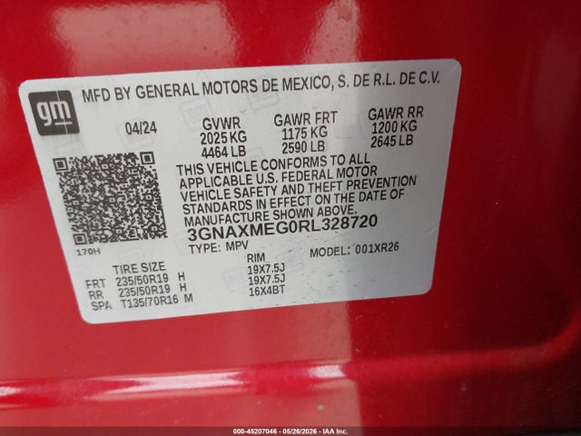3GNAXMEG0RL328720 Chevrolet Equinox Fwd Rs