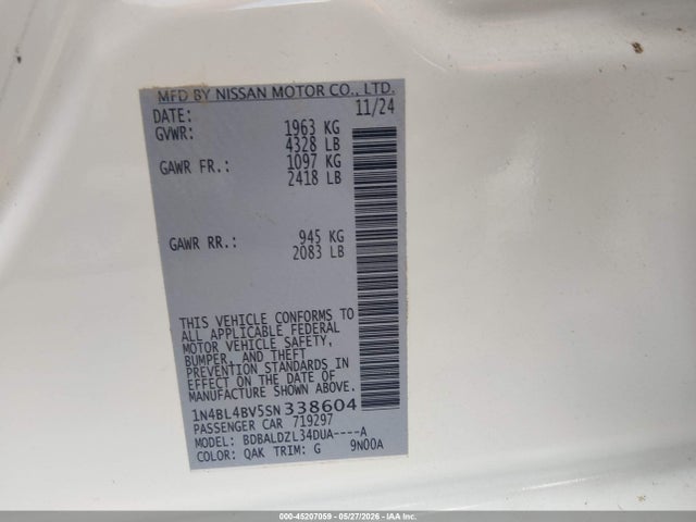 1N4BL4BV5SN338604 Nissan Altima S Fwd