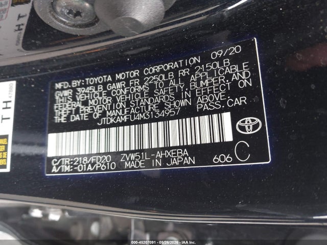 Toyota Prius Le 2021 JTDKAMFU4M3134957 Image 9