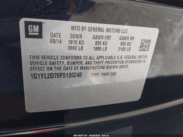 1G1YL2D76F5100248 Chevrolet Corvette Stingray Z51