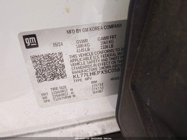 KL77LHEPXSC058710 Chevrolet Trax Fwd Lt