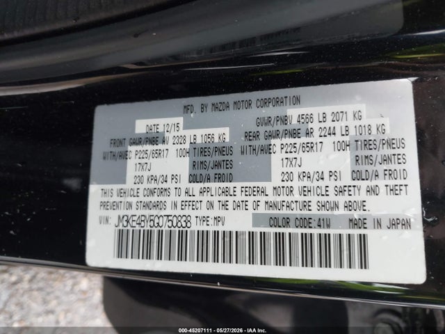 Aukcja sprzedaży 2016 Mazda Cx-5 Sport, vin: JM3KE4BY5G0750838, numer aukcji: 45207111