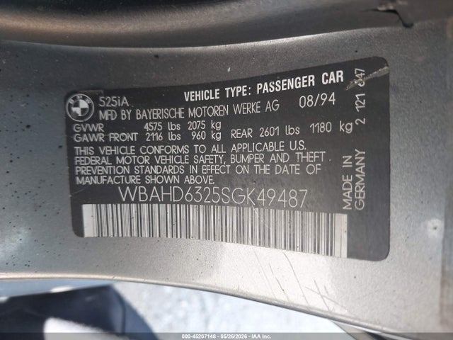 Продажа на аукционе авто 1995 Bmw 525 I Automatic, vin: WBAHD6325SGK49487, номер лота: 45207148