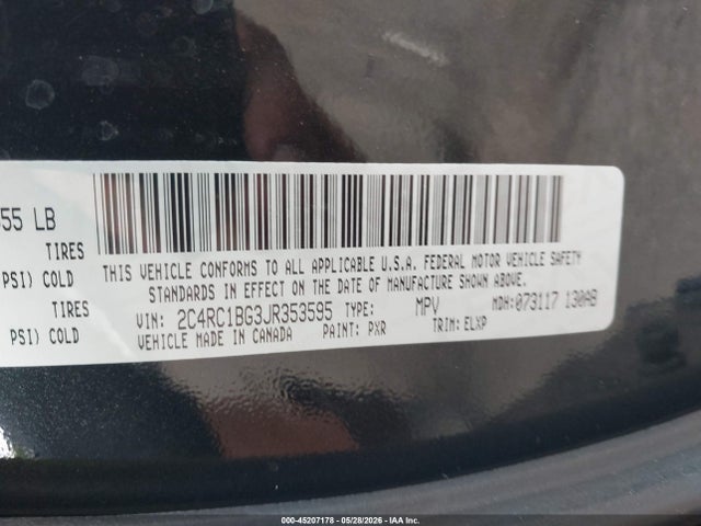 2018 Chrysler Pacifica Touring L მანქანა იყიდება აუქციონზე, vin: 2C4RC1BG3JR353595, აუქციონის ნომერი: 45207178