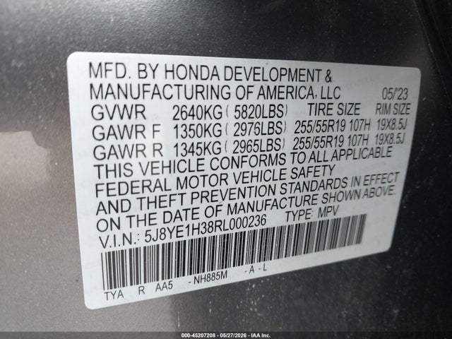 Aukcja sprzedaży 2024 Acura Mdx Standard, vin: 5J8YE1H38RL000236, numer aukcji: 45207208