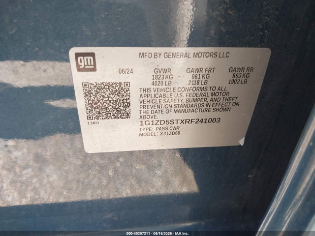 1G1ZD5STXRF241003 Chevrolet Malibu Fwd 1lt