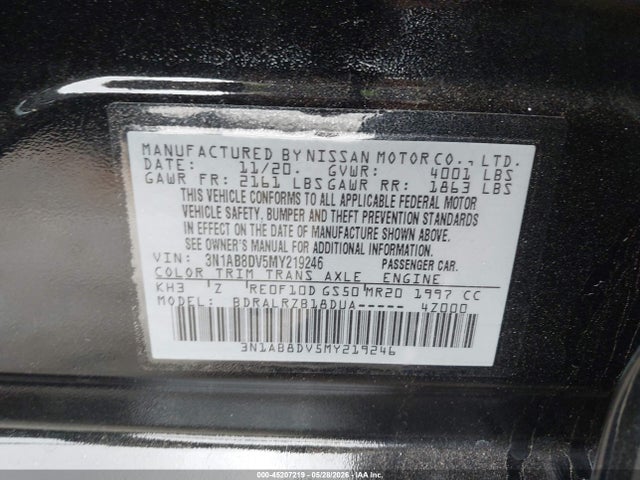 3N1AB8DV5MY219246 Nissan Sentra Sr Xtronic Cvt