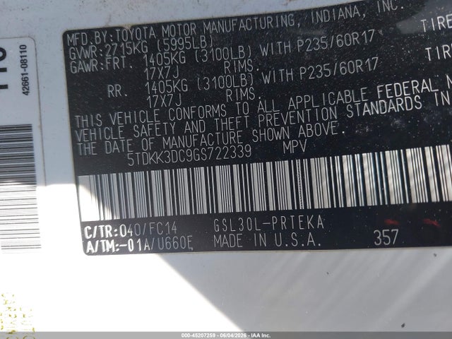 Toyota Sienna Le 8 Passenger 2016 5TDKK3DC9GS722339 Image 9