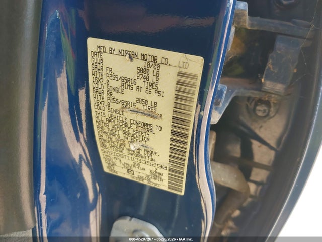45207267 :رقم المزاد ، 5N1ED28T11C535290 vin ، 2001 Nissan Xterra Se مزاد بيع