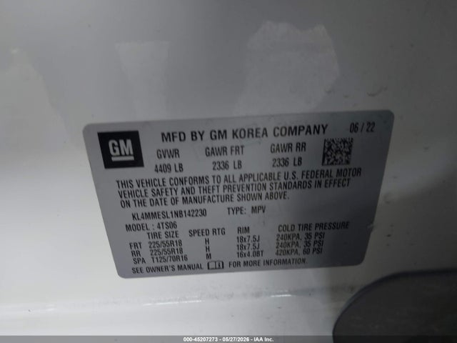 Aukcja sprzedaży 2022 Buick Encore Gx Awd Select, vin: KL4MMESL1NB142230, numer aukcji: 45207273