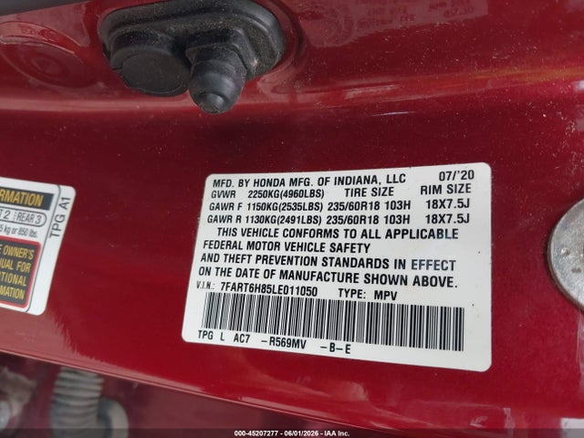 7FART6H85LE011050 Honda Cr-v Hybrid Ex-l