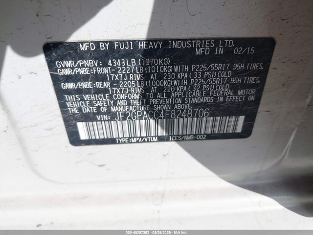 JF2GPACC4F8248706 Subaru Xv Crosstrek 2.0i Premium