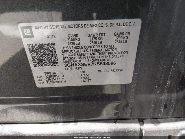 Chevrolet EQUINOX LS 2019 3GNAXSEV7KS508596 Image 9