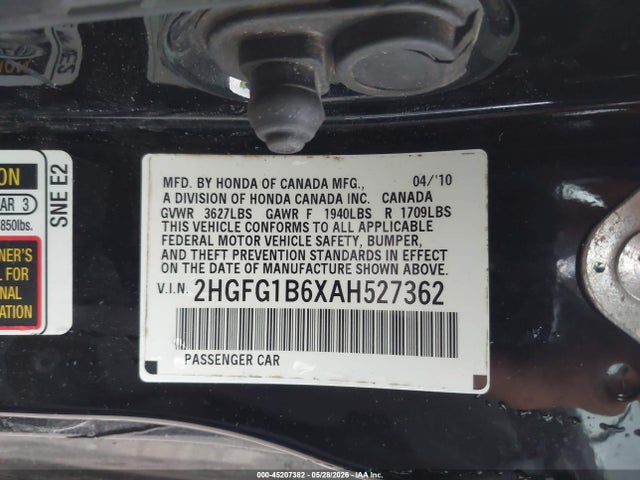 Продаж на аукціоні авто 2010 Honda Civic Lx, vin: 2HGFG1B6XAH527362, номер лоту: 45207382