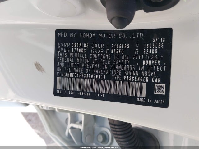 Honda Civic Ex-l 2018 JHMFC1F73JX020410 Image 9