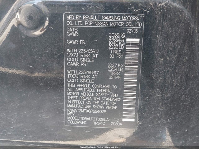 Nissan ROGUE S 2016 KNMAT2MTXGP664075 Image 9