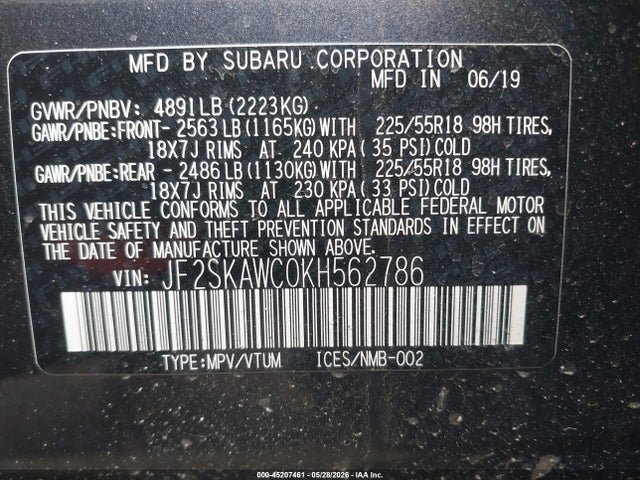 Subaru Forester Touring 2019 JF2SKAWC0KH562786 Image 9
