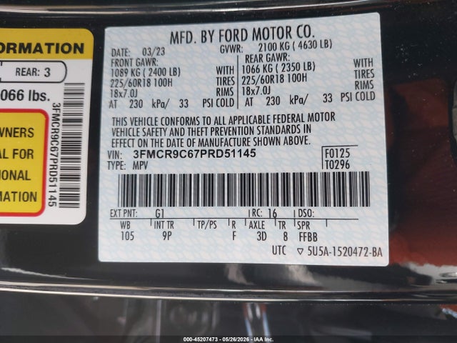 Ford Bronco Sport Outer Banks 2023 3FMCR9C67PRD51145 Image 9