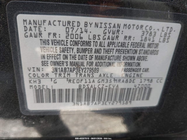 Nissan SENTRA S 2014 3N1AB7AP3EY279589 Image 9