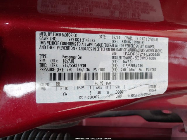 Aukcja sprzedaży 2015 Ford Focus Se, vin: 1FADP3F21FL200440, numer aukcji: 45207518
