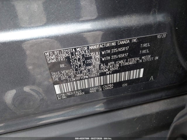 2T3W1RFV0MW108831 Toyota Rav4 Xle