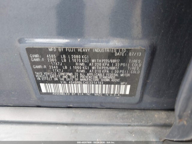 Aukcja sprzedaży 2014 Subaru Outback 2.5i Limited, vin: 4S4BRBLC4E3214183, numer aukcji: 45207609
