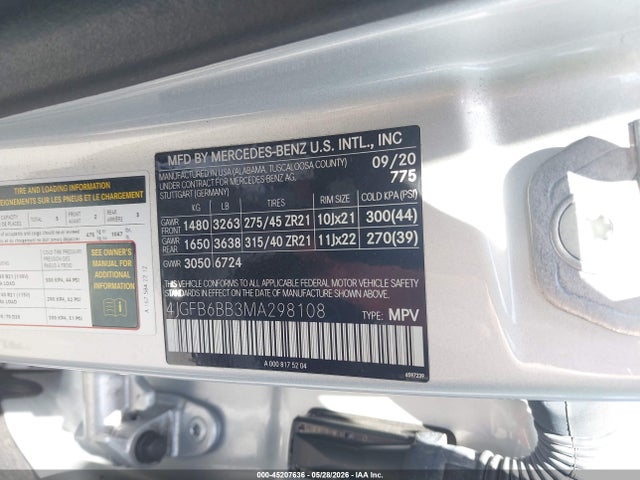 Продажа на аукционе авто 2021 Mercedes-benz Amg Gle 53 4matic, vin: 4JGFB6BB3MA298108, номер лота: 45207636