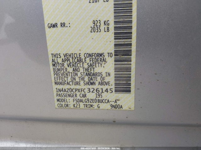 Продаж на аукціоні авто 2015 Nissan Leaf Sl, vin: 1N4AZ0CPXFC326145, номер лоту: 45207659