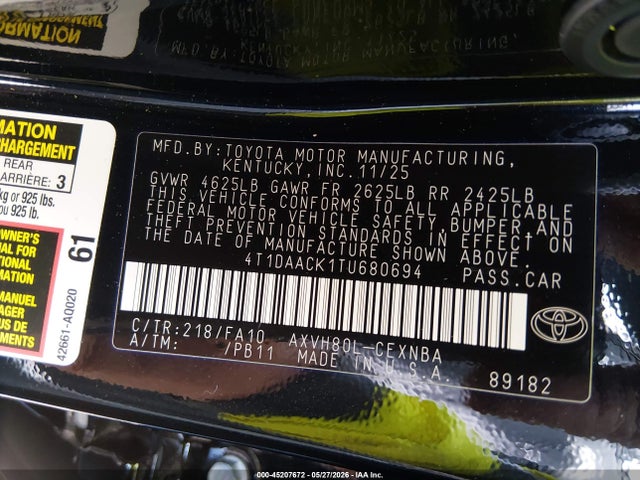 Toyota CAMRY LE 2026 4T1DAACK1TU680694 Image 9