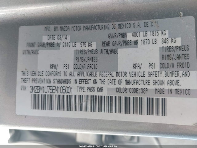 Продажа на аукционе авто 2014 Mazda Mazda3 I Sport, vin: 3MZBM1U75EM105001, номер лота: 45207689