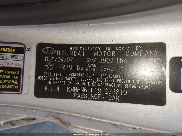 Продаж на аукціоні авто 2008 Hyundai Tiburon Gt/gt Limited/se, vin: KMHHN66F18U273810, номер лоту: 45207730