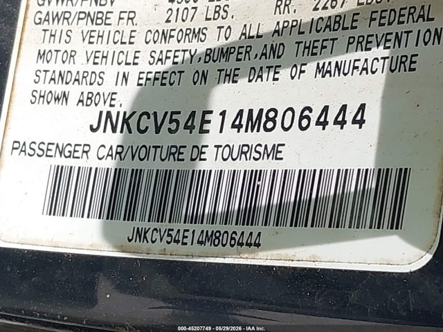Aukcja sprzedaży 2004 Infiniti G35, vin: JNKCV54E14M806444, numer aukcji: 45207749