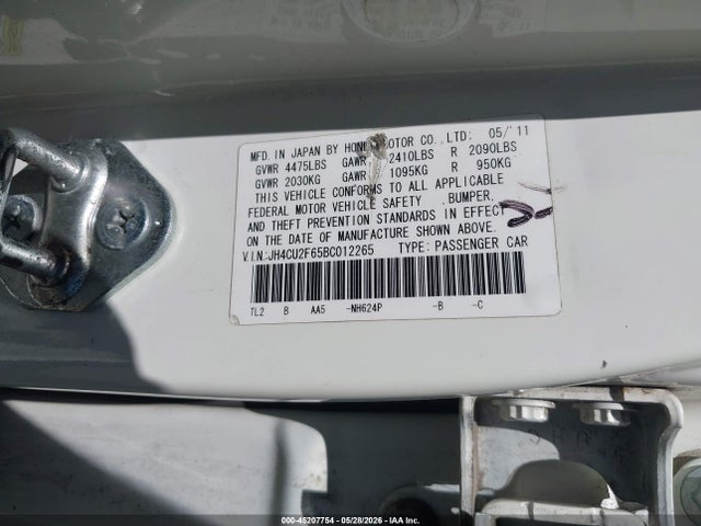 2011 Acura Tsx 2.4 მანქანა იყიდება აუქციონზე, vin: JH4CU2F65BC012265, აუქციონის ნომერი: 45207754